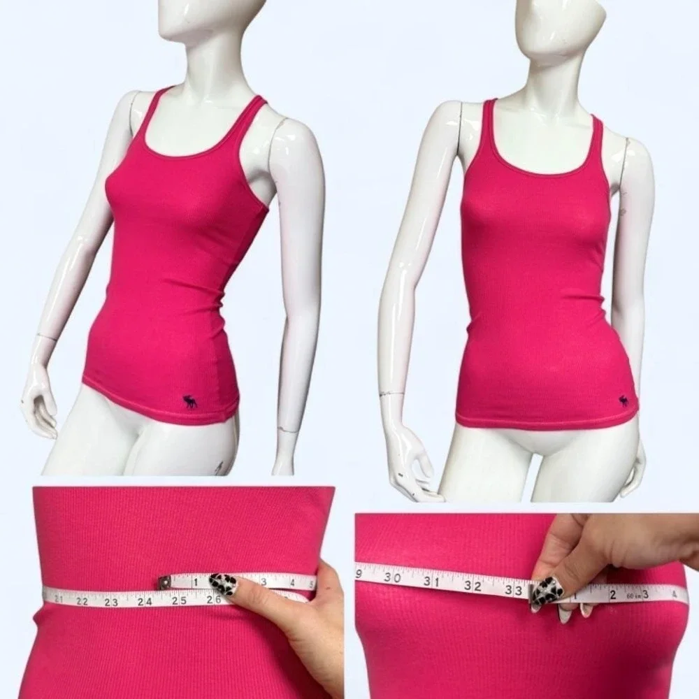 Y2K Abercrombie Kids Pink‎ Ribbed Tank Top Mall girl M 2000s Abercrombie
